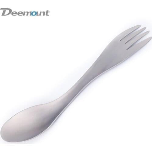 Deemount Spoon Fork 2 in 1 Ultralight 18 gram Titanium Alloy Tableware for Outdoor Cycling Camping Picnic Catering Dinner Servic