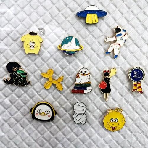 Octopus Mummy Astronaut Alien UFO Enamel Pin Brooches Bag Clothes Lapel Pin Adventure Badge Jewelry Gift Brooch for women