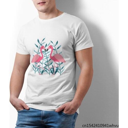 Pink flamingo Graphic T-Shirt Short-Sleeve Plus Size M-5XL Summer Casual Round Neck Unisex Streetwear Couple Outfit