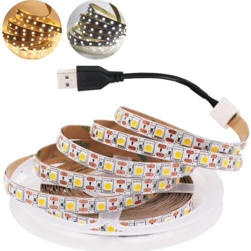 5V USB LED Strip Light SMD 5050 Flexible LED Tape Ribbon TV Backlight Lights Strip Home Decoration 30cm 50cm 1m 2m 3m 4m 5m