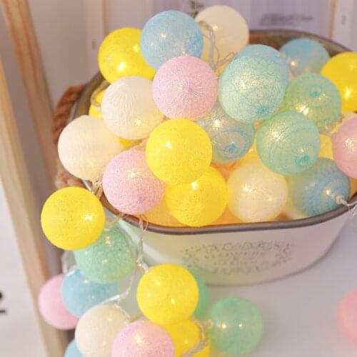 String Lights Cotton Ball Home Decoration Lights Party Wedding Christmas Decorations Colored Lights Kids Room Birthday Party
