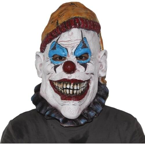 Halloween Horror Clown Latex Mask Creepy Grin Headgear Cosplay Costume Props Scary Funny Jester Masks