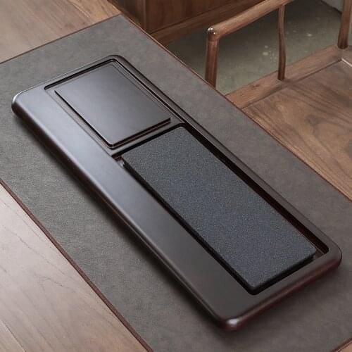 Stone Bamboo Tea Tray Drainage Luxury Water Storage Chinese Dry Bubble Kung Fu Tea Tray with Drawer Bandeja Madera Teaware DG50C
