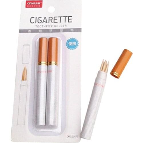 2pcs Cigarette Shaped Toothpick Storage Box Secret Stash Pill Container Pocket Holder Creative Table Decoration