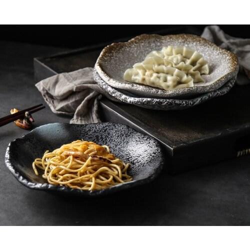 Creative Retro Plate Ceramic Snack Fruit Dessert Pasta Cake Fruit Dinner Plates Serving Household Dishes Assiette Tableware DF50