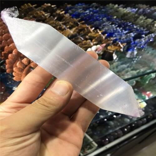 Natural nitrite crystal, crystal gypsum double tip, gypsum DIY jewelry