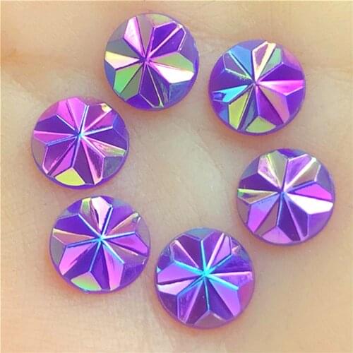 50pcs 12mm AB Round Acrylic Rhinestones Crystal Flat Back Craft Button