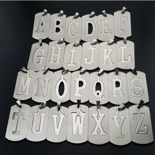 HNSP 26 Letter Name Stainless Steel Pendant Initial Necklace For Women Men 50CM Chain Neck Gift Wholesale