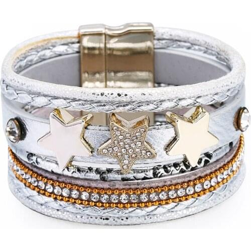 ORNAPEADIA Hot Selling Fashion Bohemian Multilayer Bracelet for Women Exquisite Star Pattern Wide Side Bracelet Bangles