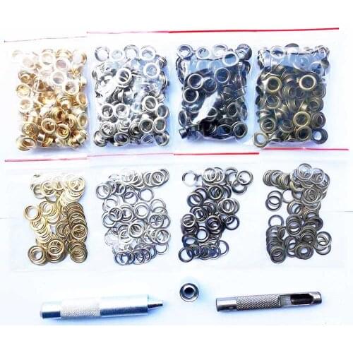 4mm~12mm 100Set Eyelets And Eyelet Punch Die Tool Set Silver Green Bronze Golden Black Nickel For Leathercaft Clothing Shoe Belt
