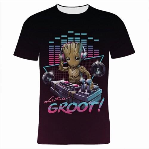 2021 New Summer T Shirt For Men Marvel Cartoon Anime Groot 3D Print Women T-shirts Short Sleeve Boy Girl Kids Clothes Tops