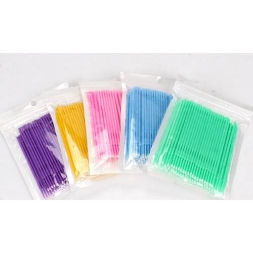 100Pc/set Disposable Colorful Cotton Swabs Micro Brush Eyelashes Extension Cleaning Swab Cosmetic Tool For Make Up Stick Eyelash