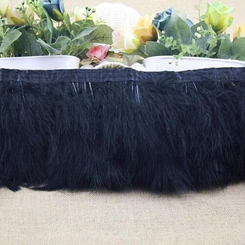Wholesale high quality natural 2 yards black Turkey Feather Ostrich feathers Ribbon decorative 4-5 inch Width