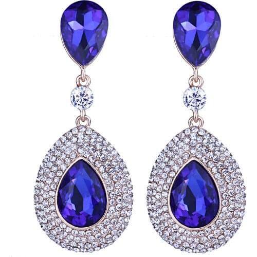 Gold & Silver Plated Water Drop Earrings with Crystal Rhinestones Elegant Bridal Wedding Earrings for Women