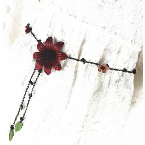 Fashion women waist flower chain belts for dresses female ladies string tassel ceinture femme high quality cowhide leather belts