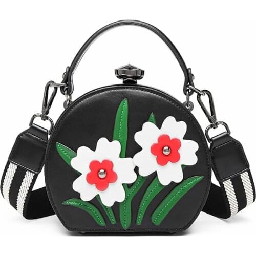 Luxury Pu Leather Handbags Women Small Shoulder Bags Fashion Designer Crossbody Bags for Women Flower Purses Messenger Bag New