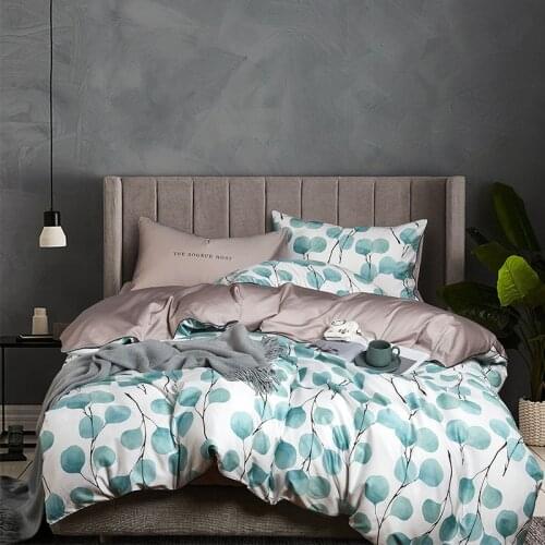 Luxury American Bedding Set 60 Egyptian Long-staple Cotton Printed Satin Four-piece Set Pure Cotton Duvet Cover Bed Linen