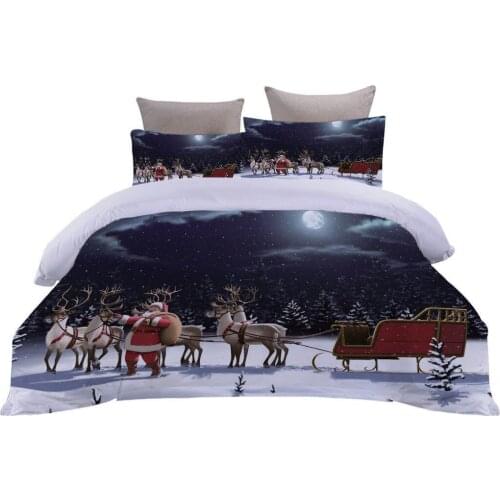 Christmas Joy Santa Claus Happy Gift Duvet Quilt Cover Sets Bed Quilt Cover and Pillowcases 3D Printing 3 Pics Bedding Set