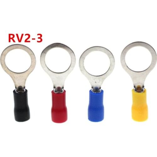 RV2-3 Blue 22-16 AWG 1.5-2.5mm2 Insulated Ring Terminal Connector Cable Connecto Wire Connector 100PCS/Pack