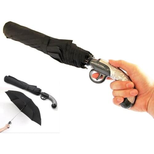 SAFEBET Classical Handgun Umbrella Creative Folding Men Semi-automatic UV Umbrellas Rain Black Coating Sunshade Drop Shipping