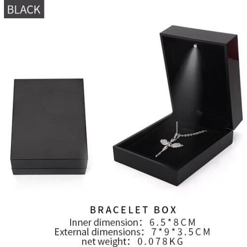 High Quality Black Led Female Bracelet Jewelry Box For Earring Wedding Ring Necklace Display Storage Cases Lover Birthday Gifts