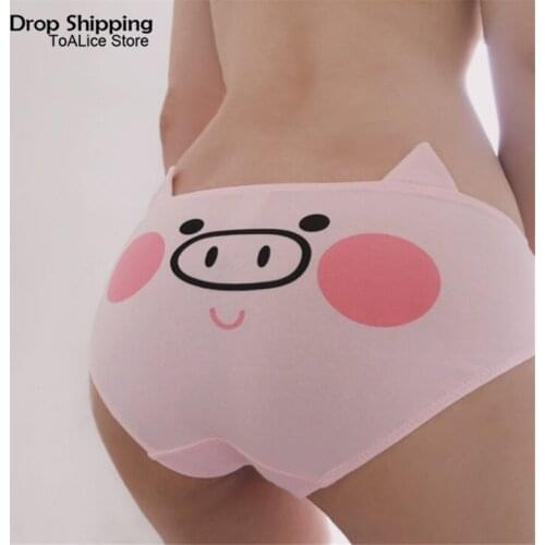Cute 3D Ear Pig Intimate Briefs Panties Funny Underwear With Ears Lingerie Harajuku Mori Cotton Underwear Lolita Underpants