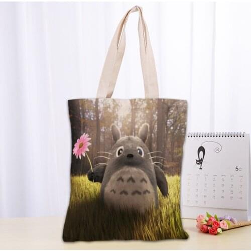 Custom Totoro Tote Bag Foldable Shopping Bag Reusable Eco Large Unisex Canvas Fabric Shoulder Bags Tote Grocery Cloth Pouch