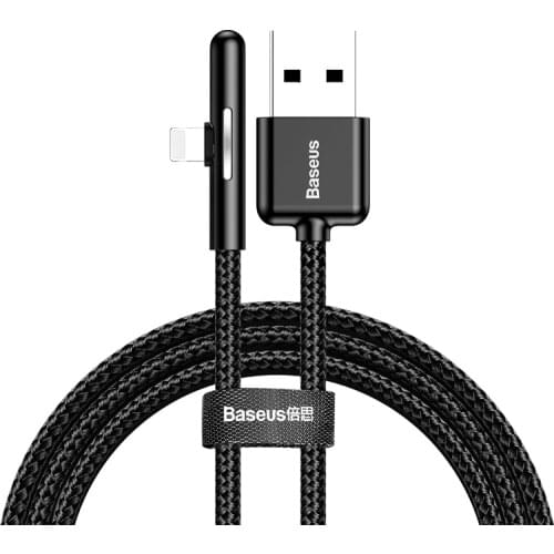 90 degree LED light usb charger cable for iPhone xs max xr 8 7 6s plus 11 pro fast charging data for apple lightning cable 1m 2m