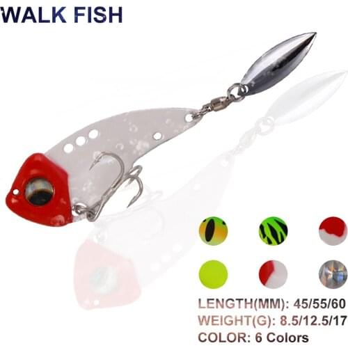 WALK FISH 8.5g/12.5g/17g Vibration VIB Fishing Lure Metal Bait With Roting Spoon Sequins Sinking Baits Bass Pike Fishing Tackles