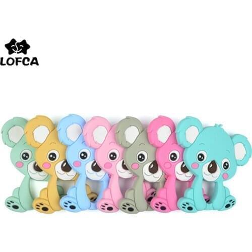 LOFCA 1PC Silicone Teether Cartoon Koala Baby Teether Pendant BPA Free Food Grade Chew Silicone Beads Toy For Teething Necklace