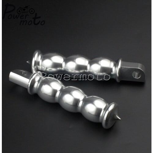 2PCS Motorcycle Universal Chrome Balls Cycles Ribbed Footrest Foot Pegs Footpeg 10mm For Harley Cafe Racer Bobber Chopper Custom