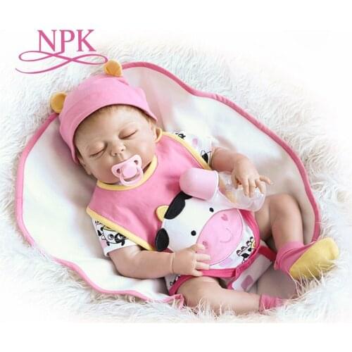 23inch silicone vinyl real soft touch reborn lifelike newborn baby blue eyes doll children Christmas Gift sleeping bebe doll