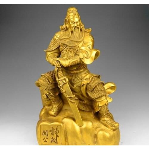 Free shipping 20 Chinese Brass Copper Dragon Sword Warrior Guan Gong Guan Yu Buddha God Statue