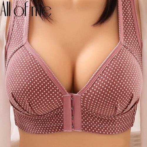 Front Closure Bra Women Underwear Push Up Bras Fashion Dot Crop Tops Widen Strap Plus Size Girl Female Lingerie Sexy Active Bras