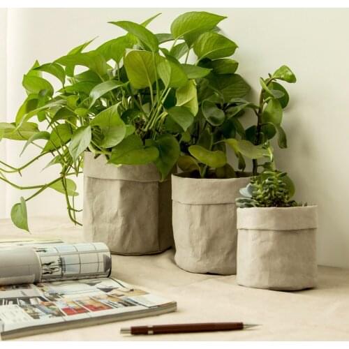 Mini Succulents Kraft Paper Flower Pot Cover Washable Storage Bags Plants Flowerpot Bag Children Room Sundries Organizer Pouch