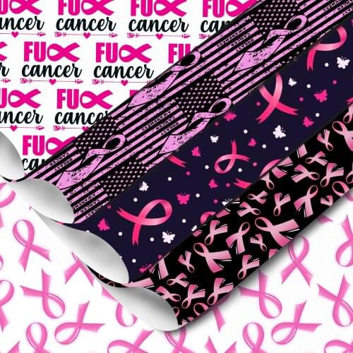 David accessories 20*33cm Breast Cancer Printed Faux Leather Fabric for Bows Synthetic Leather DIY Handmade Materials,1Yc13673