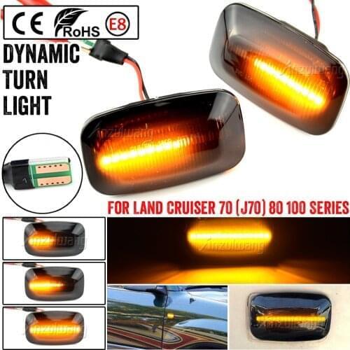2pcs For Toyota Landcruiser 70 80 100 Series Dynamic Turn Signal Light LED Side Fender Marker Sequential Indicator Blinker