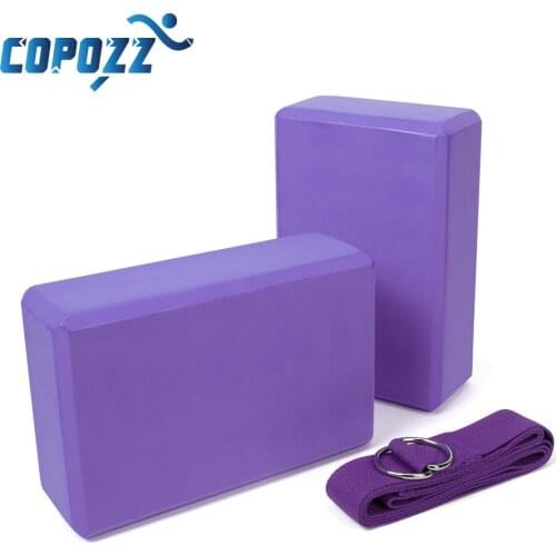 EVA Gym Yoga Blocks Foam Brick and Stretching Belt Set for Gym Pilates Workout Fitness Yoga Exercise Body Shaping