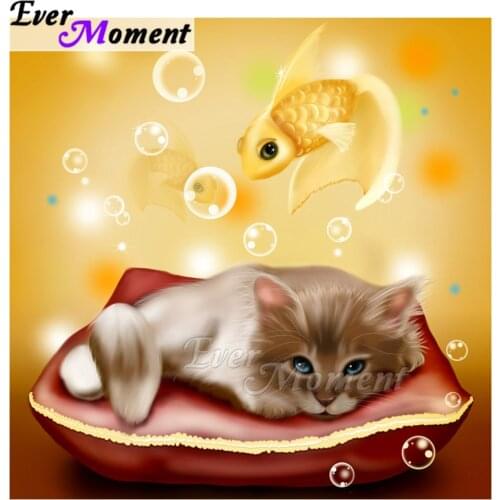 Ever Moment Diamond Painting Cat Dream Fish Needlework Artwork Hobby Picture Of Rhinestone 5D DIY Diamond Embroidery ASF1823