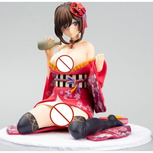 16cm Japanese Anime Native Figure Pink Cat Mataro kimono 1/6 Scale PVC Action Figure Toy Adult Colletible Model Doll