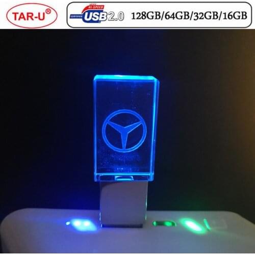 Flash Drive 2.0 Memory Stick Business Gift 64gb 32gb 8gb 4gb Crystal Pendrive 128gb Car Logo Hyundai & Kia & Toyota with LED USB