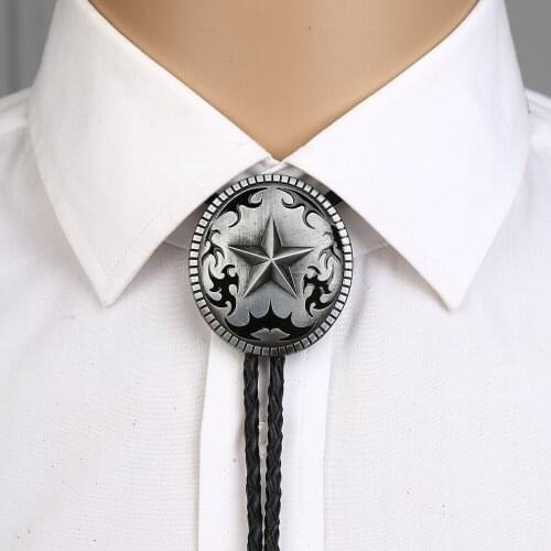 KDG western cowboy zinc alloy five-pointed star pattern BOLO tie western denim shirt accessories men and women gift items