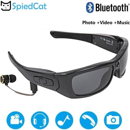 HD 1080P Glasses Cam with Bluetooth MP3 Player Sunglasses DV Headset Sports Driving Forensics Recorder Polarized Lens Camcorders