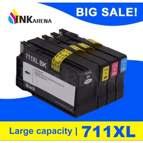 INKARENA Replacement for HP 711 Ink Cartridge For HP711 DesignJet T120 T520 Printer 711 XL Full Ink Cartridges With Chip