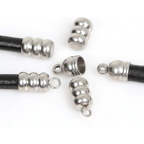 Hot Sale 30pcs /lot Hole 5mm Cords End Caps Stainless Steel Jewelry Findings For fashion Jewelry Making Bracelet Necklace DIY