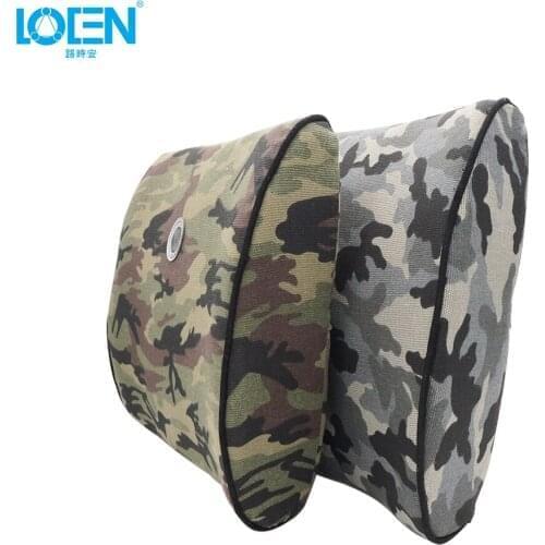LOEN 1PC Car seat back Lumbar support waist cushion protection Comfortable driving Camouflage color Memory cotton Universal