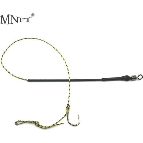 MNFT 4 Set/Pack Carp Fishing Hair Rig Ready Made Hook Coated Braid line Barbed Sharp Hook Size 7# 8# 9# 10# 11# 12