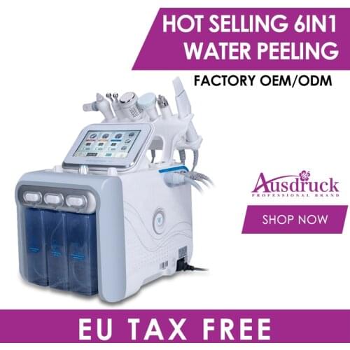 Powerful Top Quality 6in1 H2-O2 Hydrodermabrasion Ultrasound Head Oxygen Jet RF Cold Hammer Equipment Water Peeling Machine