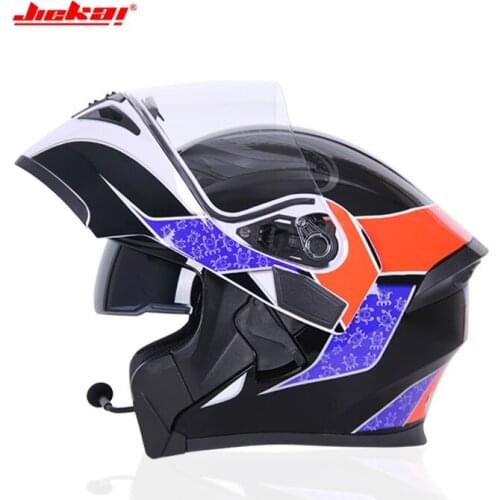 Motorcycle Double Lens Helmets Moto Built-in Bluetooth BT Helmet Flip up Motor bike Capacete Casco DOT Approval JIEKAI 902