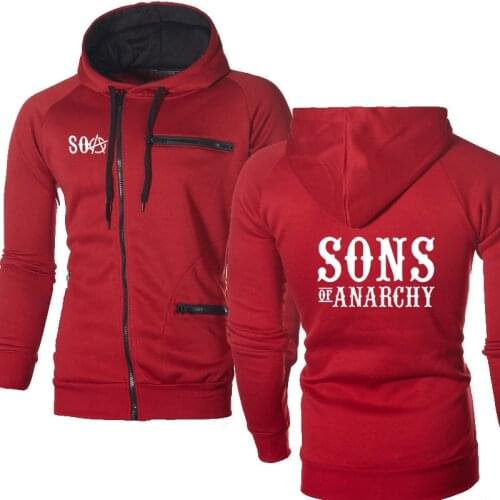 Men Hoodies SOA Sons of anarchy the child new Fashion SONS Sportswear Zipper Male Casual Sweatshirt Fleece Hip Hop Warm Hoody
